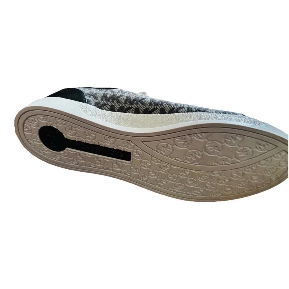 Michael Kors Logo Fashion Sneaker Black White Gray Round Toe Rubber Sole